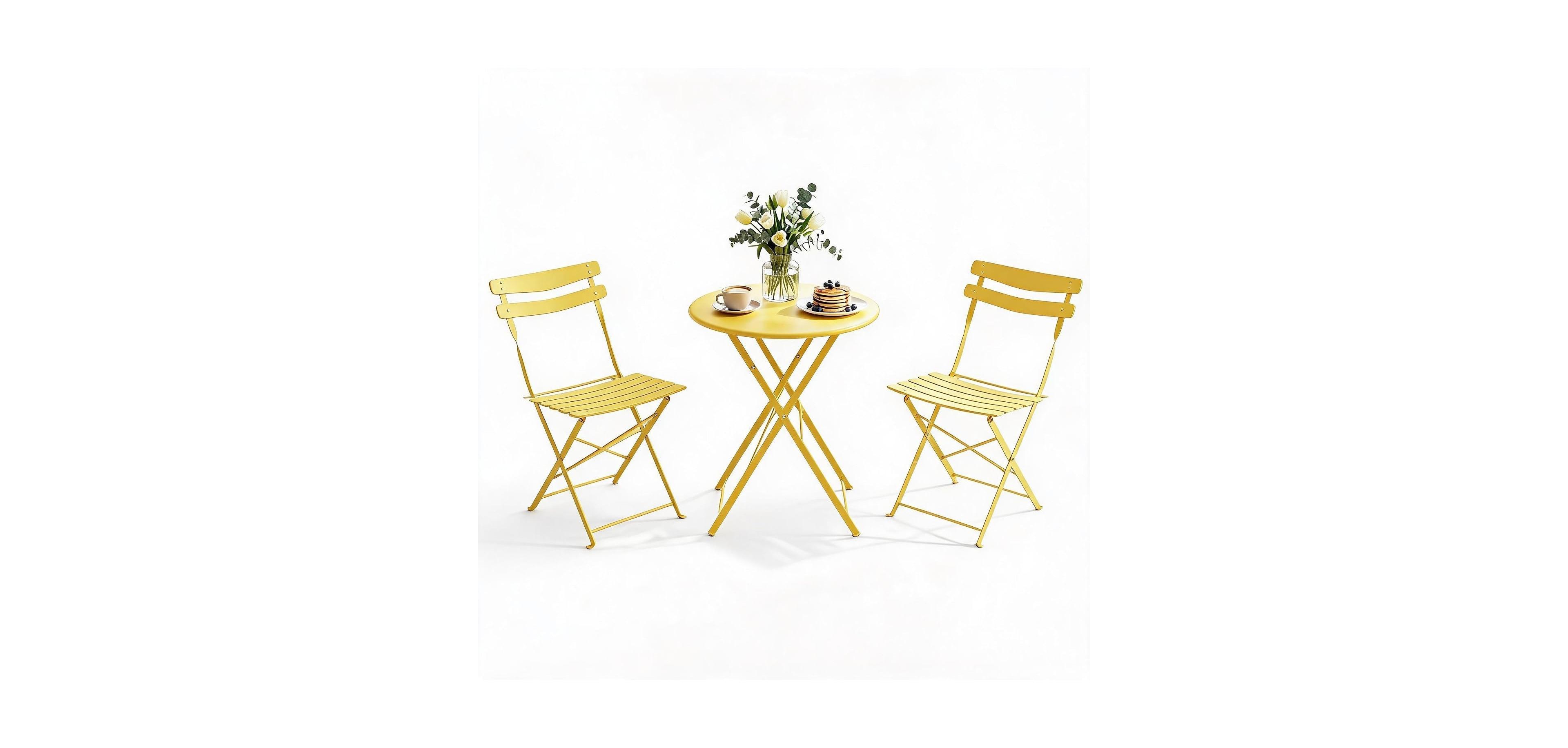 gaomon 3-Piece Folding Bistro Set, Outdoor Patio Furniture with 2 Foldable Chairs and Table, Space-Saving Balcony Garden Set