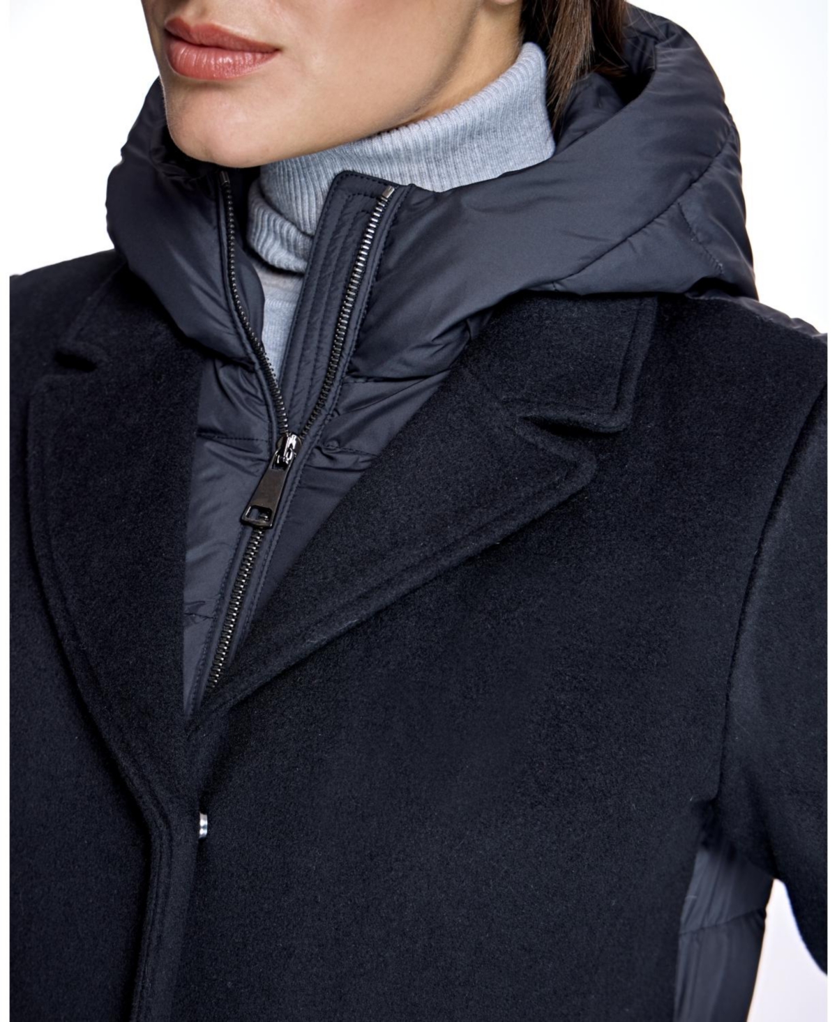 Julia & Stella By Maximilian Women's Cashmere Blend and Puffer Hooded Coat