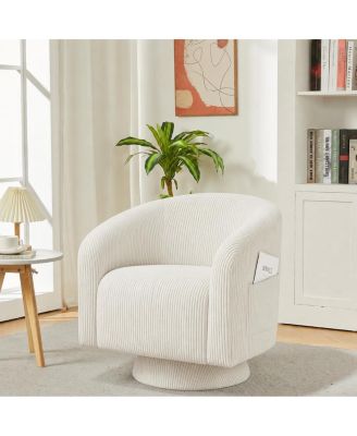 Corduroy Upholstered Swivel Accent Chair, Sofa Armchair with 360 Degree Swivel for Living Room Bedroom Reading Room