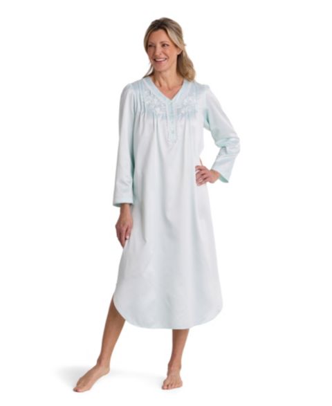 Женское платье Miss Elaine Brushed Back Satin Long-Sleeve Gown, цвет: Мятный