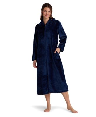 Petite Long-Sleeve Fleece Knit Zip-Front Robe