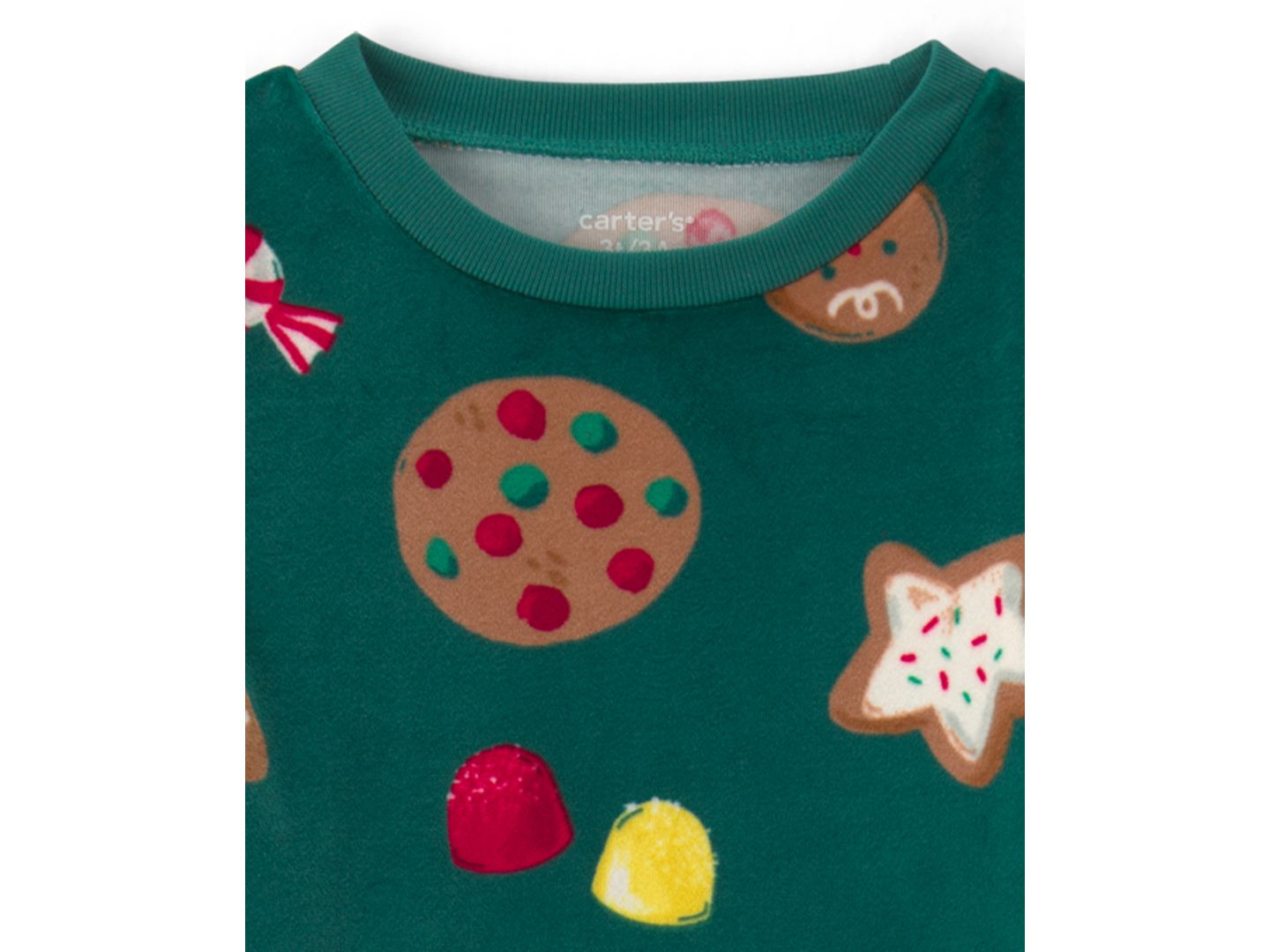 Детская пижама Carter's Dreamplush с пряничными человечками, 2 предмета, 2T-5T, цвет: Зелёный — фото 2