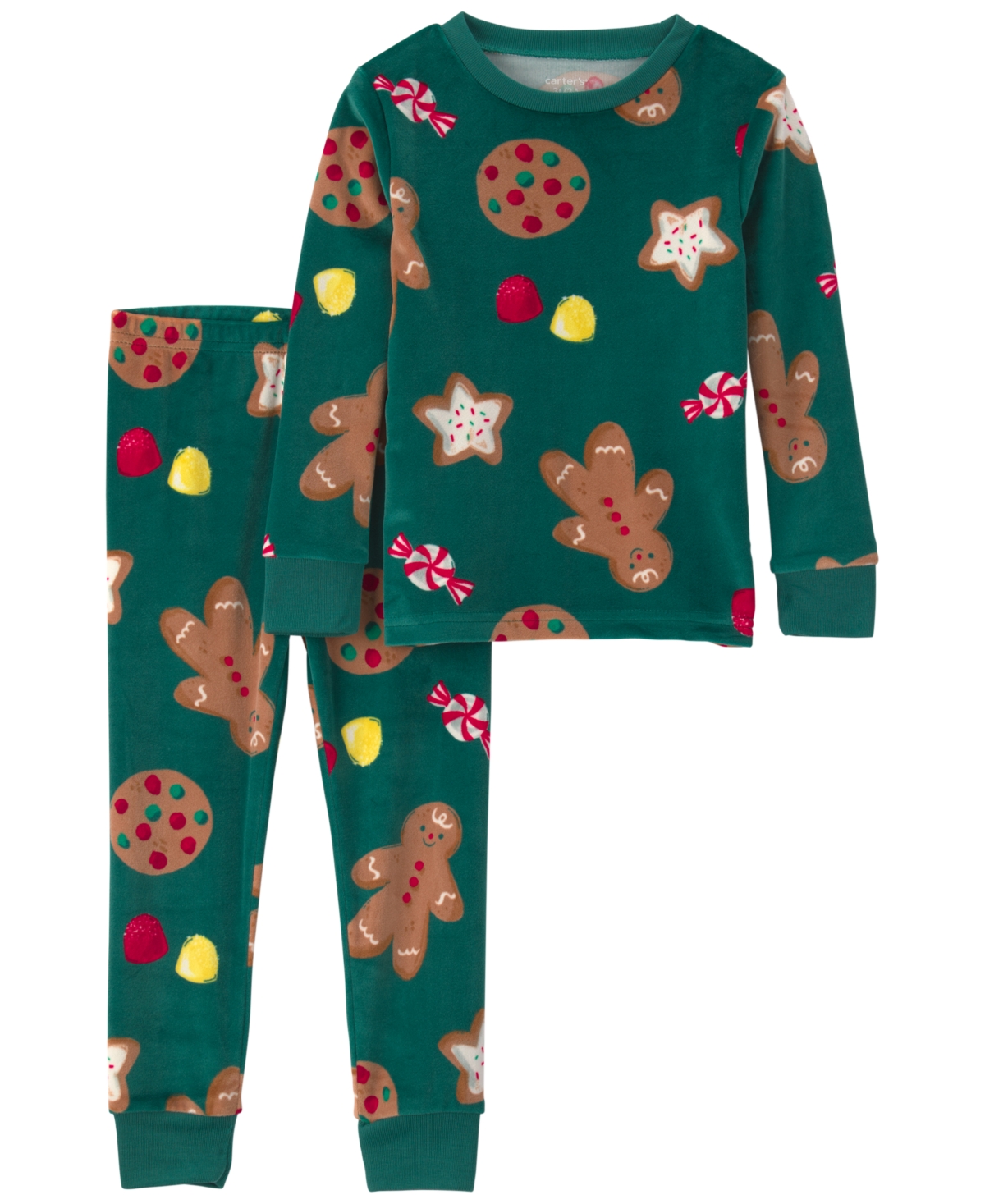 Carter's Toddler Girls' 2T-5T DreamPlush Long-Sleeve Snug-Fit Christmas Top and Pants, 2-Piece Pajama Set