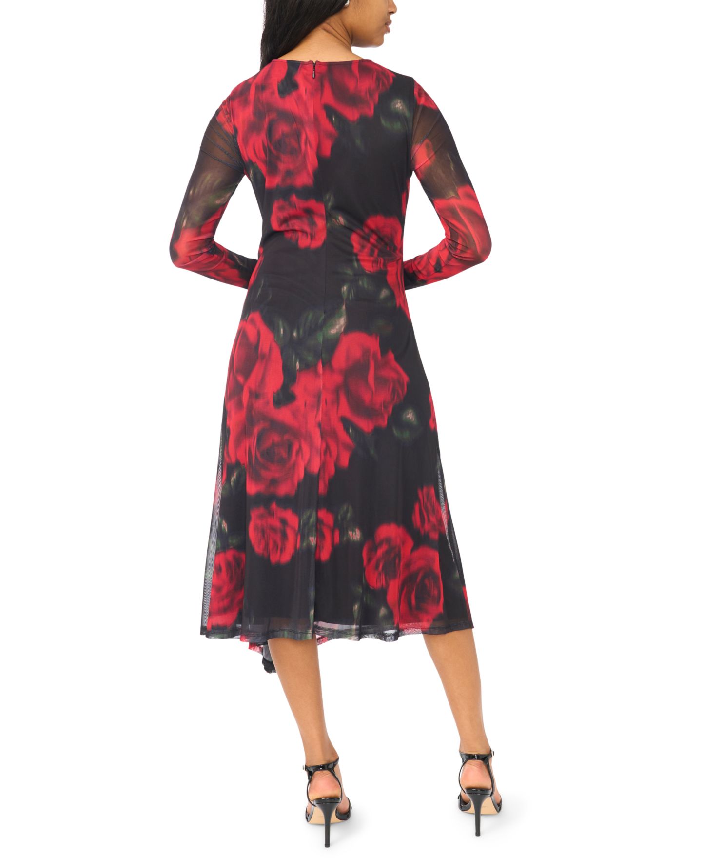 Женское платье MSK Long-Sleeve Floral Mock Neck Midi, цвет: Чёрный разноцветный — фото 5