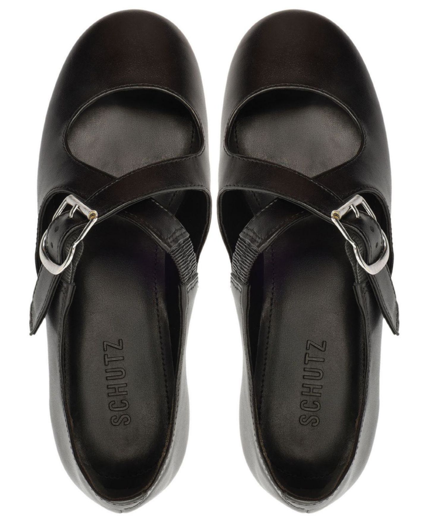 Женские балетки Schutz Molly Criss-Cross Round Toe Flats, цвет: Чёрный — фото 8