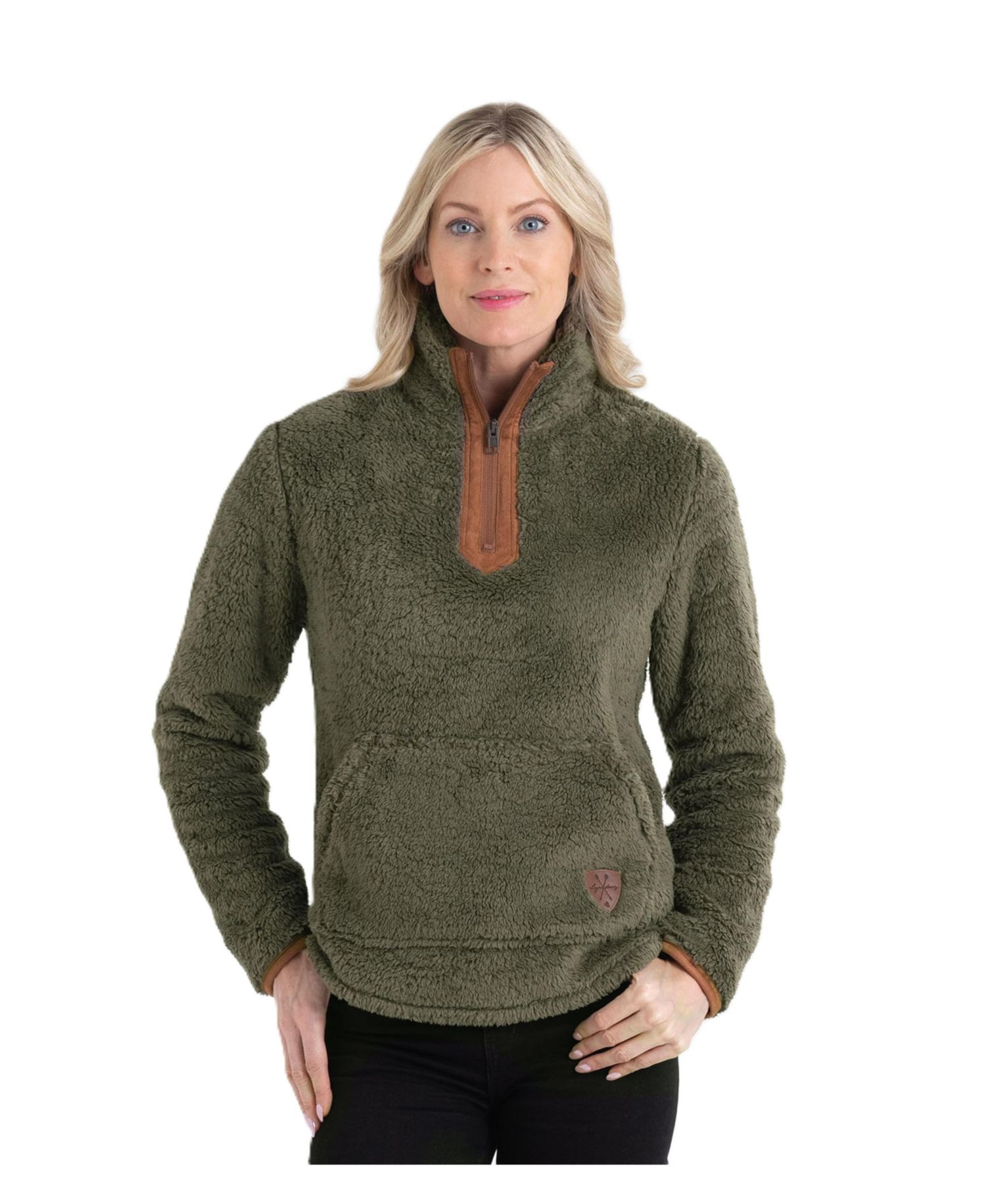 Women's Fuzzy Hide Fleece Quarter-Zip Mock-Neck Pullover