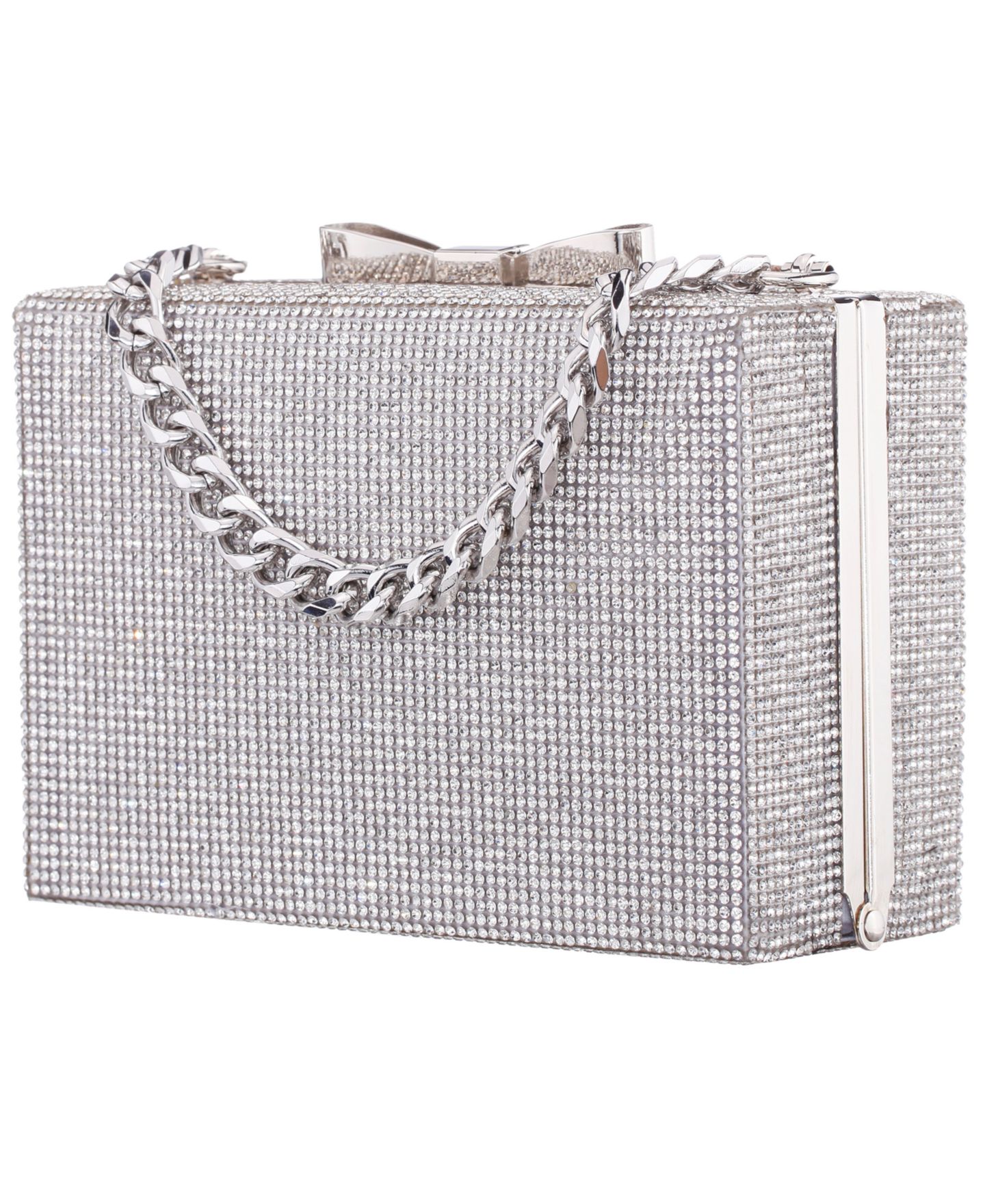 Женский клатч Nina Regalo All Over Crystal Box Mini Clutch Handbag, цвет: Серебряный — фото 5