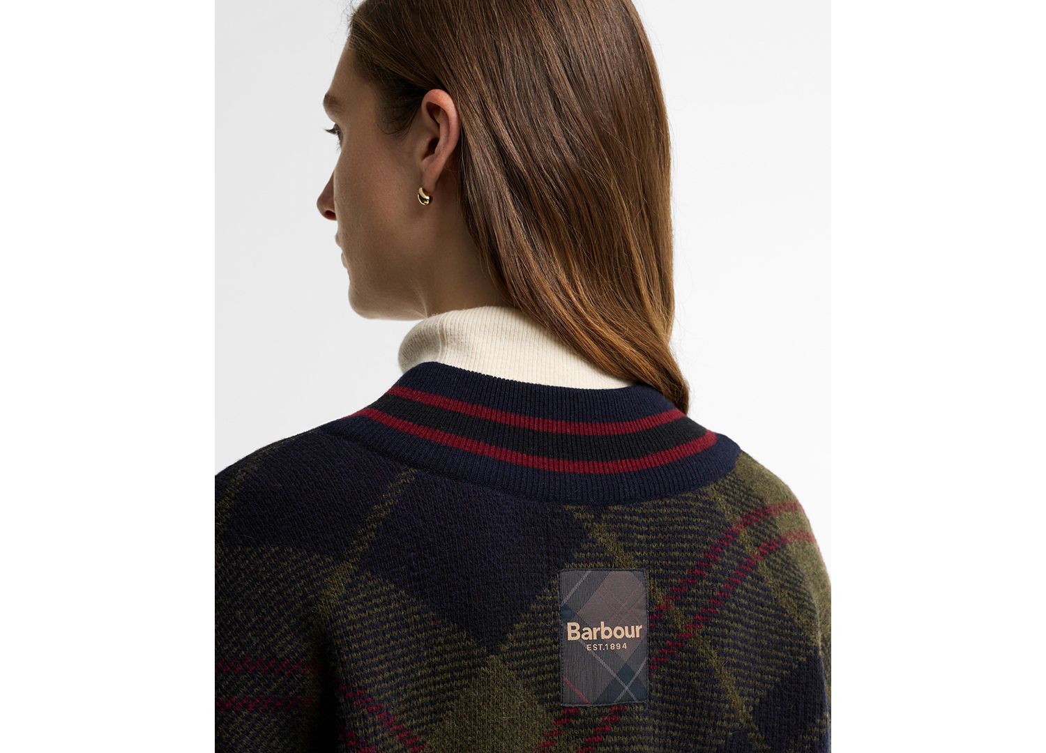 Women's Shae Tartan-Print V-Neck Long-Sleeve Sweater