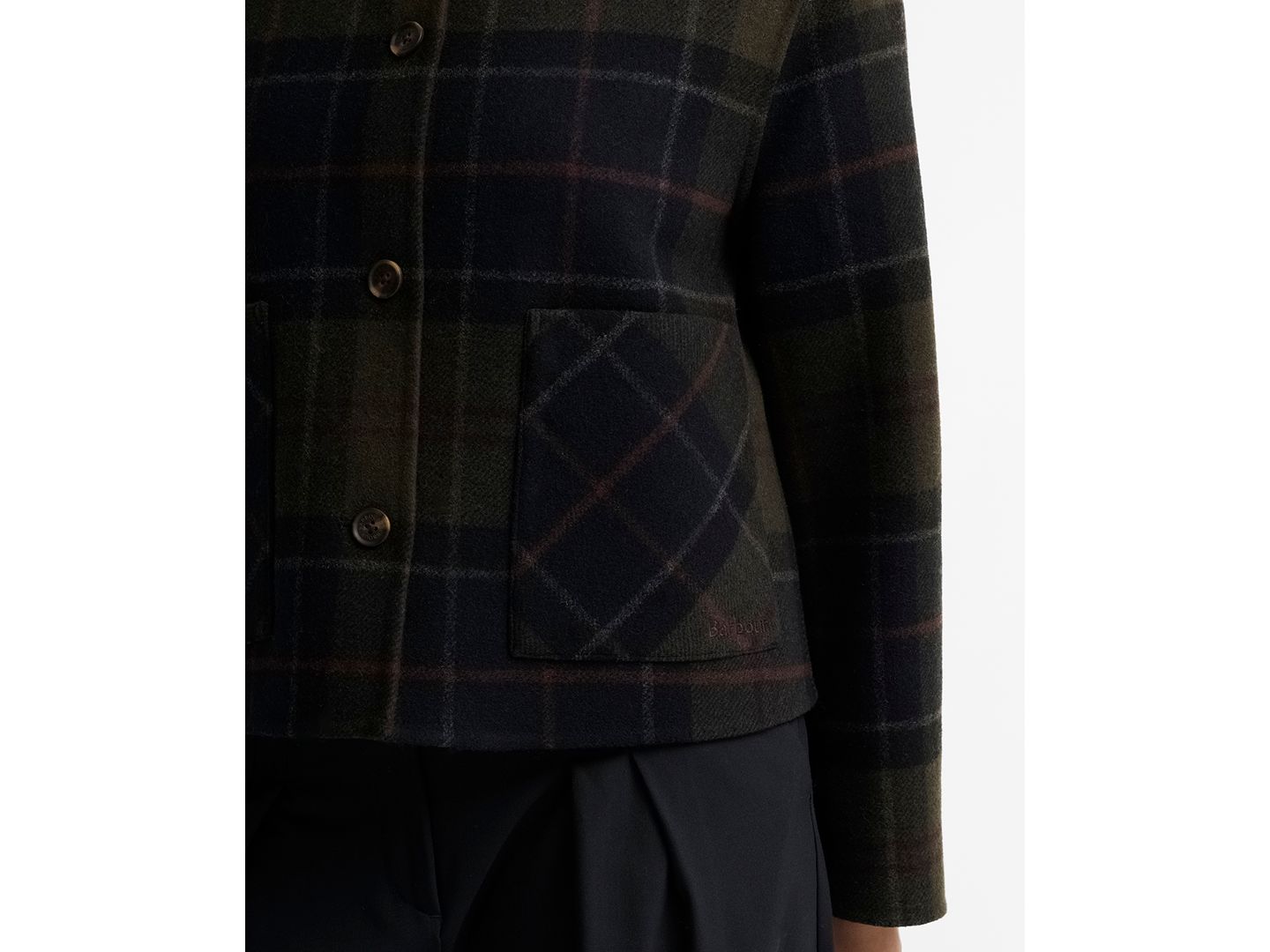 Женская рубашка Barbour Marlow Plaid Long-Sleeve Wool-Blend Overshirt, цвет: Теневой — фото 4