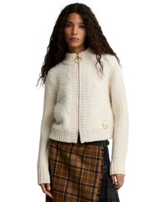 Women's Hazelwood Wool-Blend Chunky-Knit Sherpa-Inspired Bomber Jacket