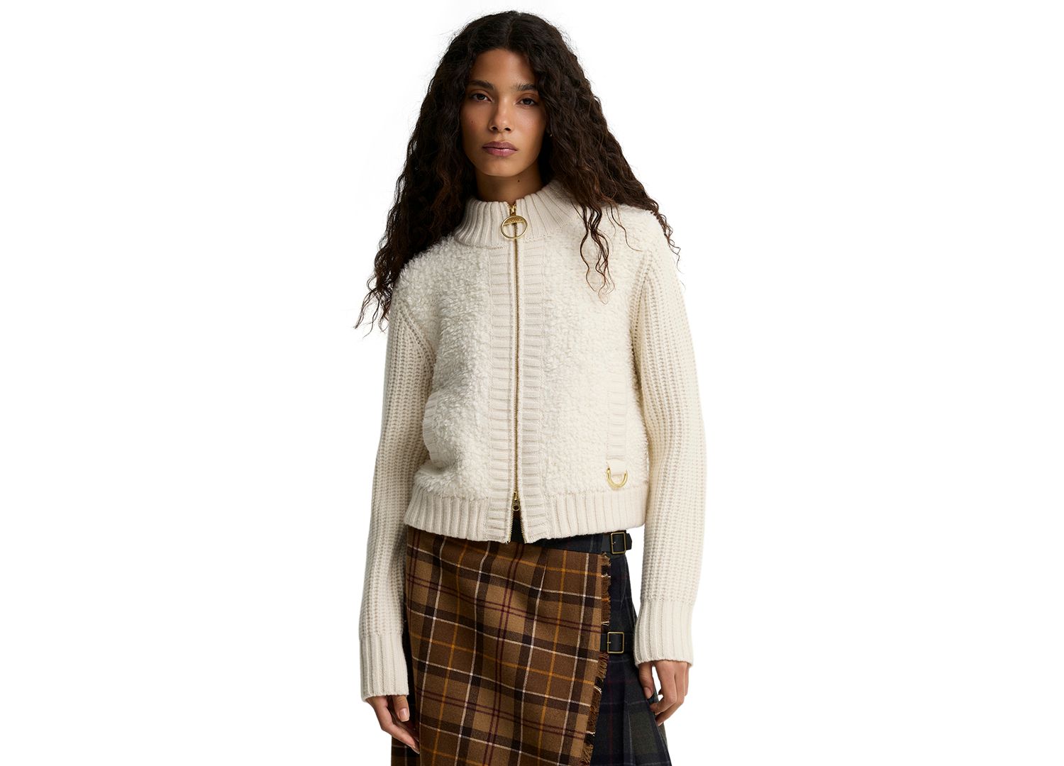 Women's Hazelwood Wool-Blend Chunky-Knit Sherpa-Inspired Bomber Jacket