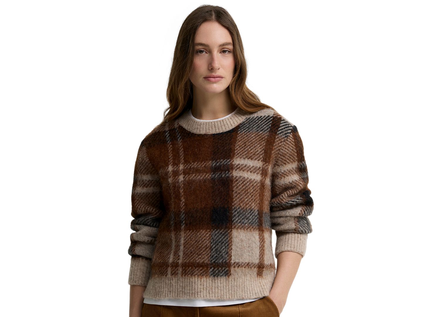Women's Glendyn Tartan Alpaca-Blend Crewneck Sweater