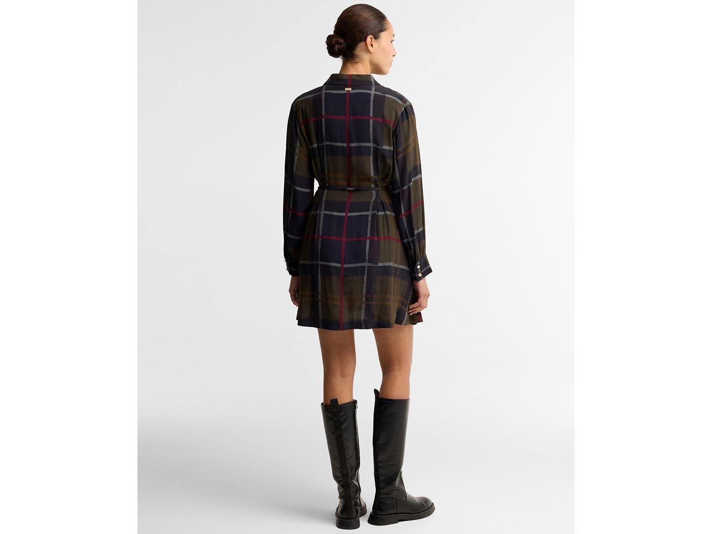 Женское платье Barbour Ivybridge Long-Sleeve Plaid V-Neck Shirt Dress, цвет: Теневой — фото 5