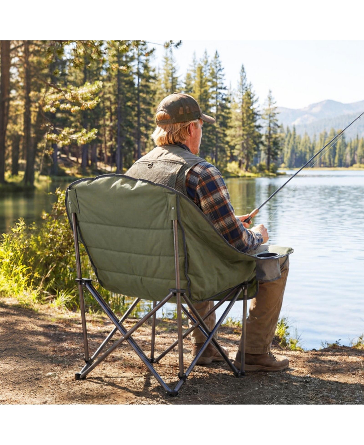 Sugift Oversized Folding Camping Chair with Cup Holder Side Pockets and 500 lbs Capacity