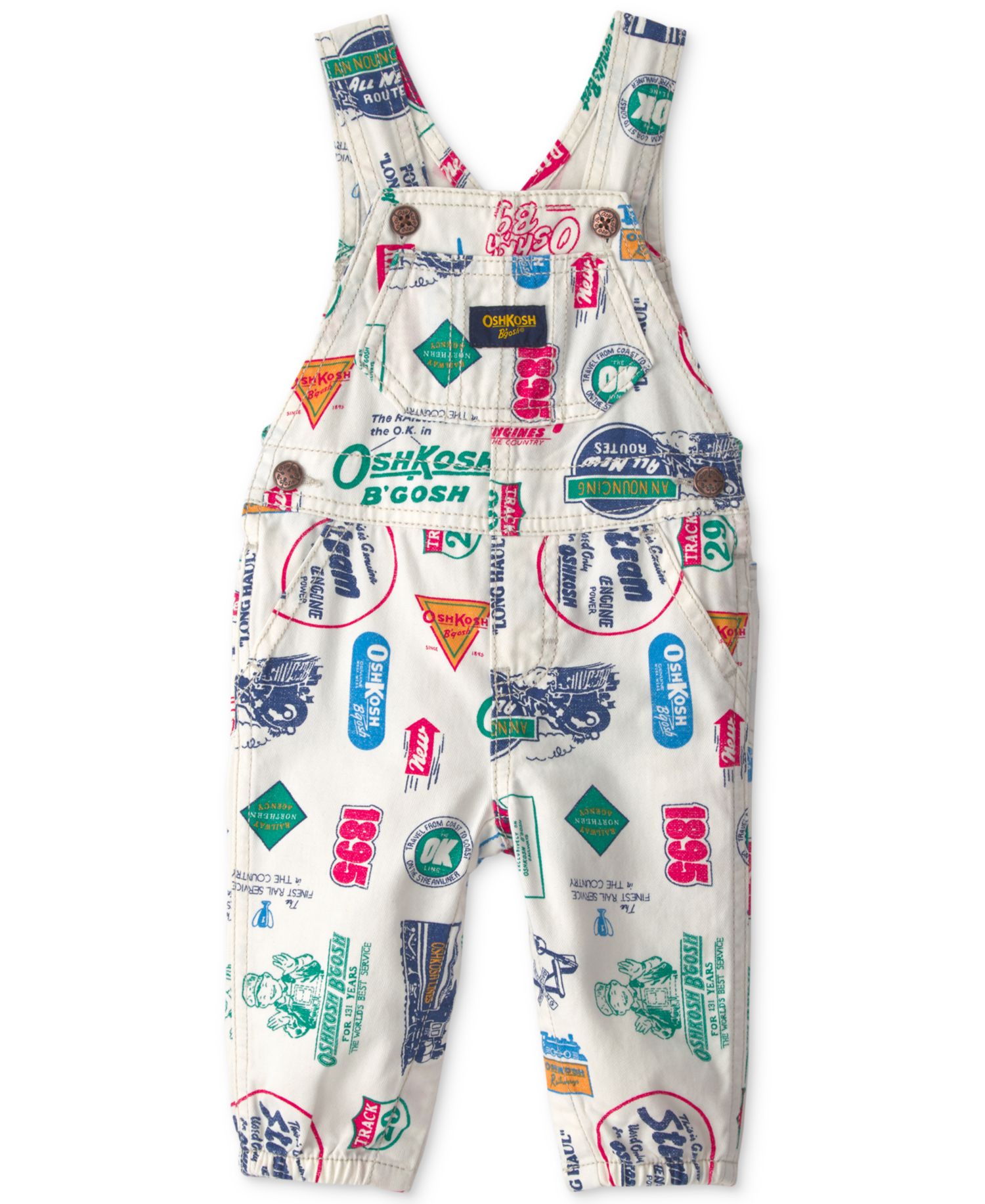 Baby Boys' Vintage Logo Adjustable-Strap Sleeveless Overalls