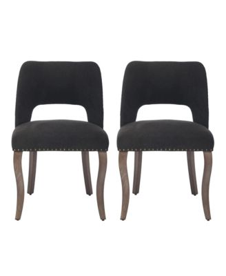 Set of 2 Wooden Dining Chairs with Fabric Upholstered Seat
