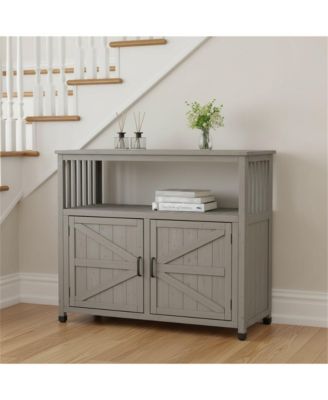 Wooden Patio Bar Table Set with Storage, Buffet Cabinet
