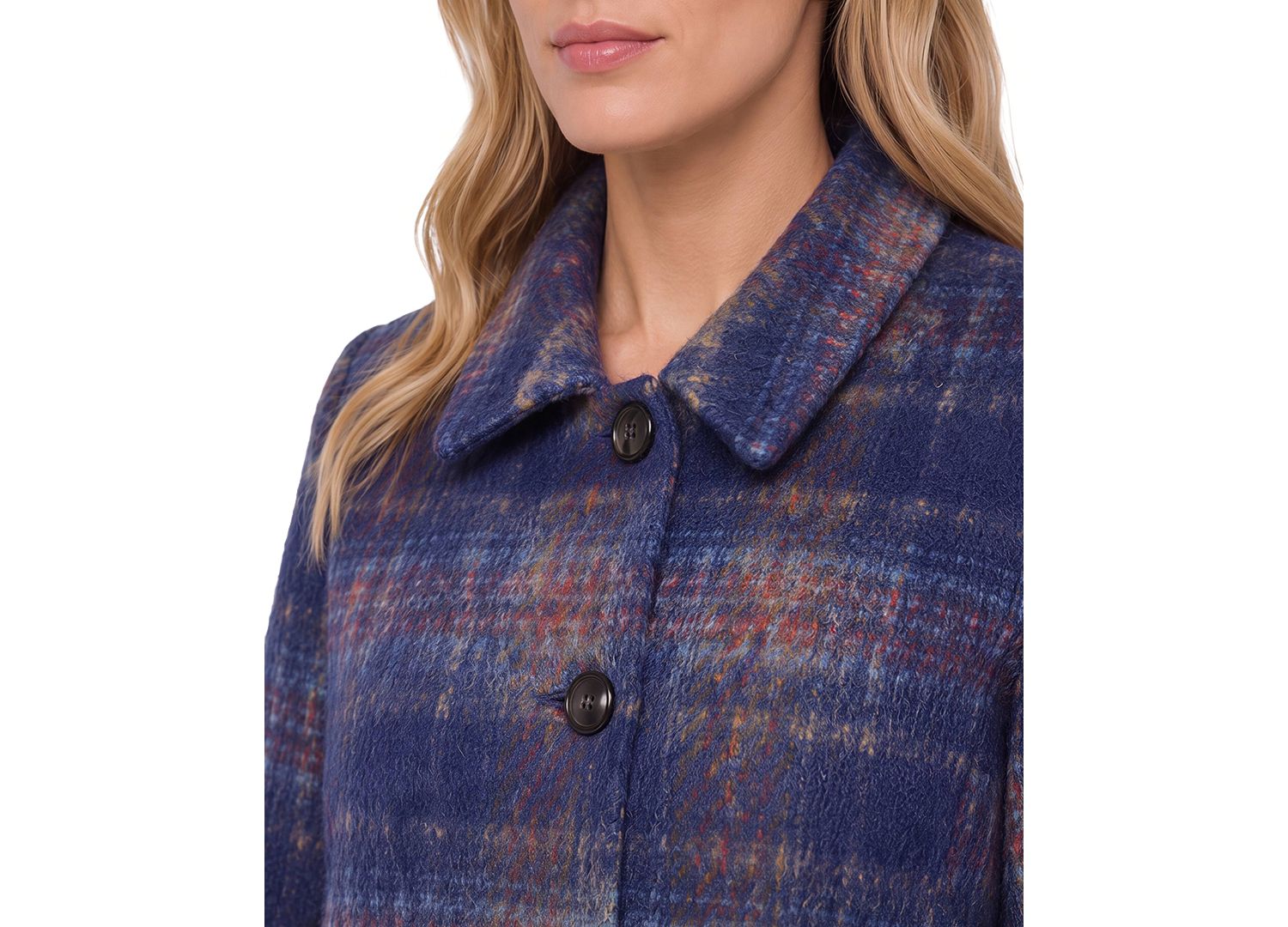 Women's Plaid Wool-Blend Swing Coat