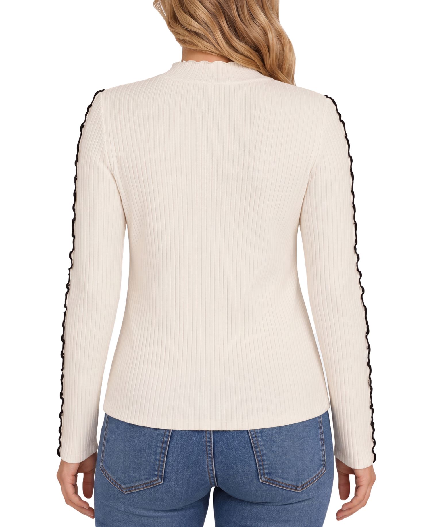 Women's Mock Neck Long-Sleeve Textured-Knit Sweater