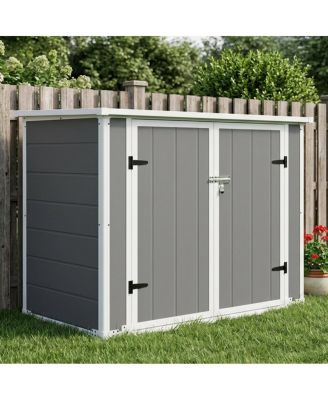  Horizontal Outdoor Storage Shed with Ramp and Waterproof Lid