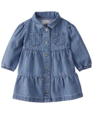 Little Planet by Baby Girls' Long-Sleeve Collared Tiered Denim Dress and Bloomers, 2-Piece Set