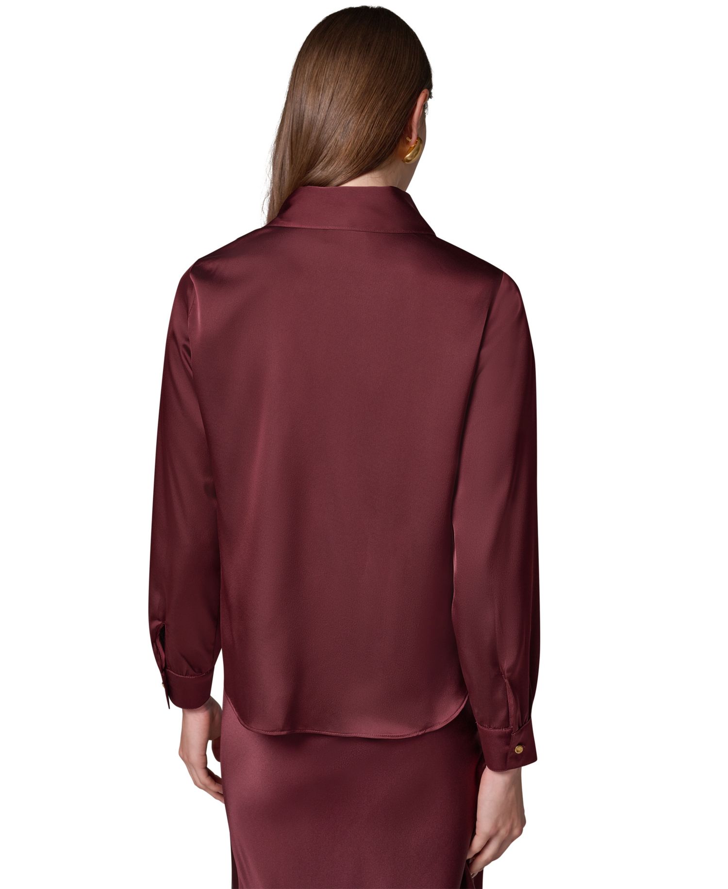 Petite Long-Sleeve V-Neck Scarf Detail Blouse