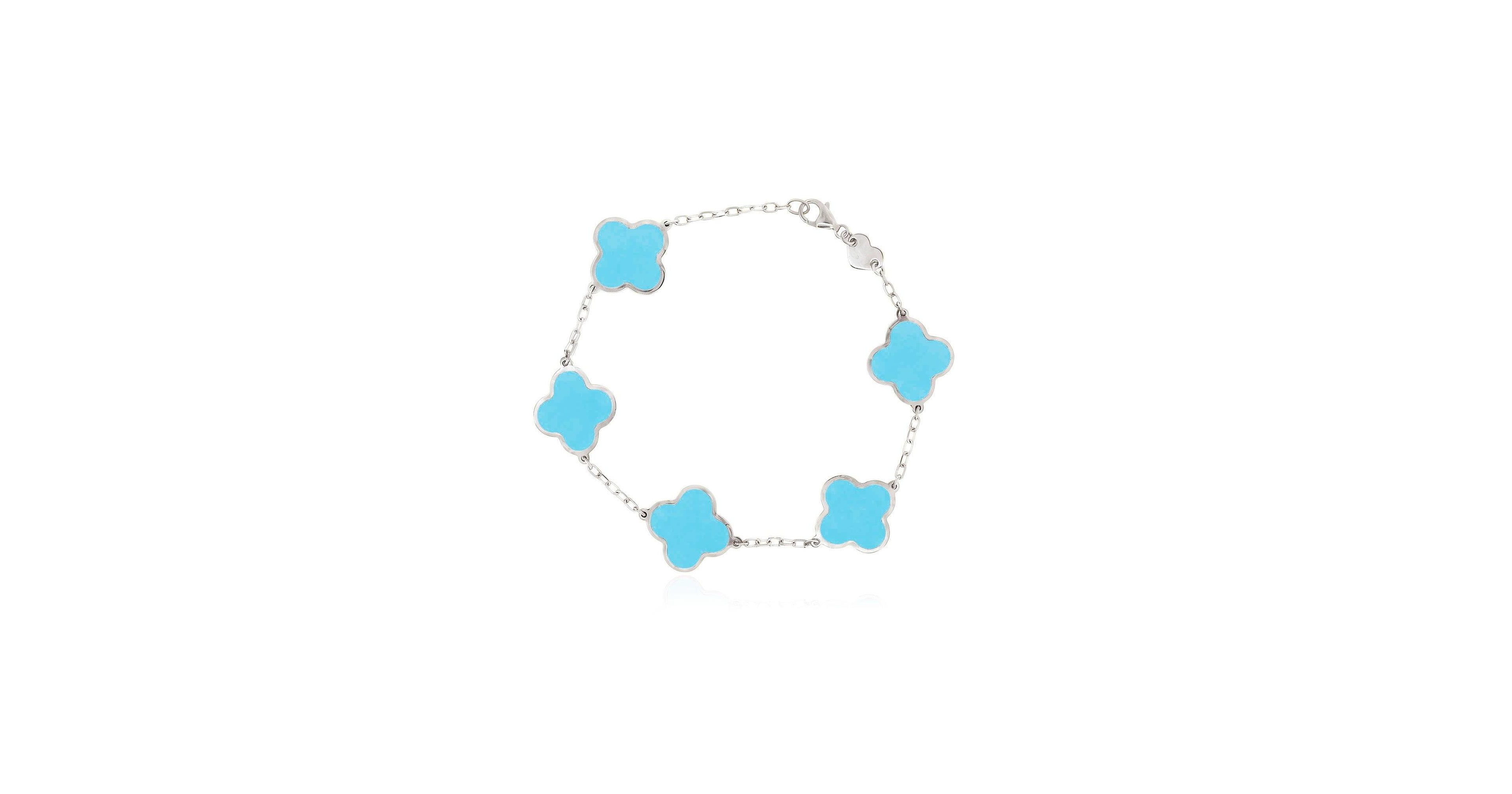The Lovery Classic Turquoise Clover Bracelet Sterling Silver