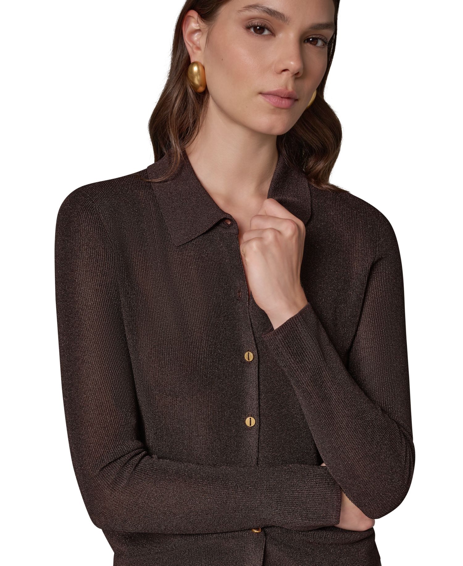 Petite Long-Sleeve Fitted Polo Shirt