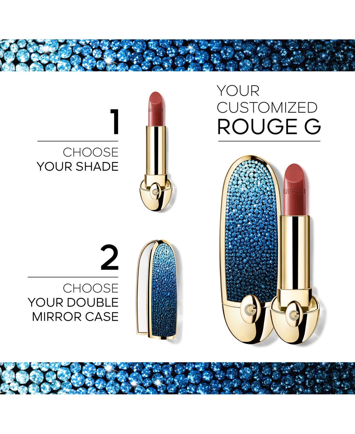 Guerlain Limited Edition L'Heure Bleue Rouge G Customizable Lipstick Case 