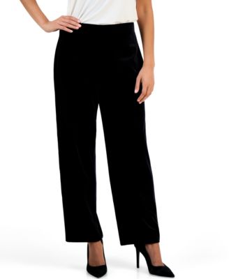 Petite Pull-On Velvet Wide-Leg Pants