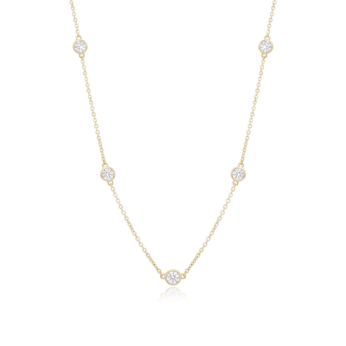 The Lovery Long Cz Station Chain Necklace 20 inches 14K Gold-Plated Sterling Silver - Gold plated sterling silver