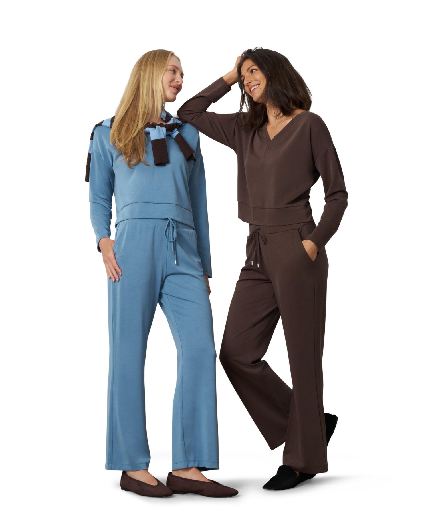 Women's V-Neck Dolman Top and Wide Leg Pant Set