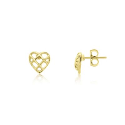 Cage Heart Stud Earrings 18K Gold Filled Over Brass