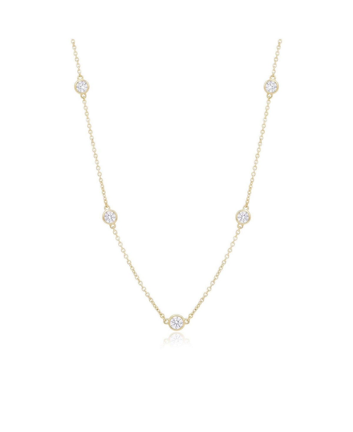 The Lovery Long Cz Station Chain Necklace inches 14K Gold-Plated Sterling Silver
