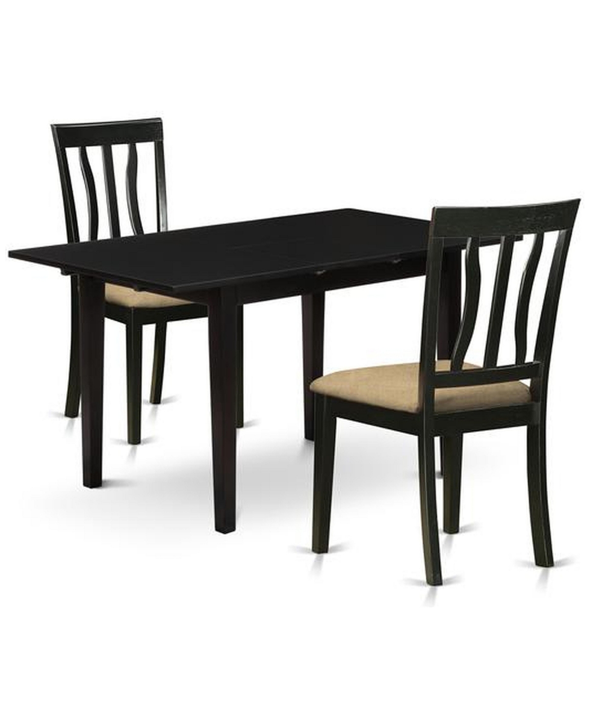 East West Furniture Dining Table- Dining Chairs, NOAN3-blk-c