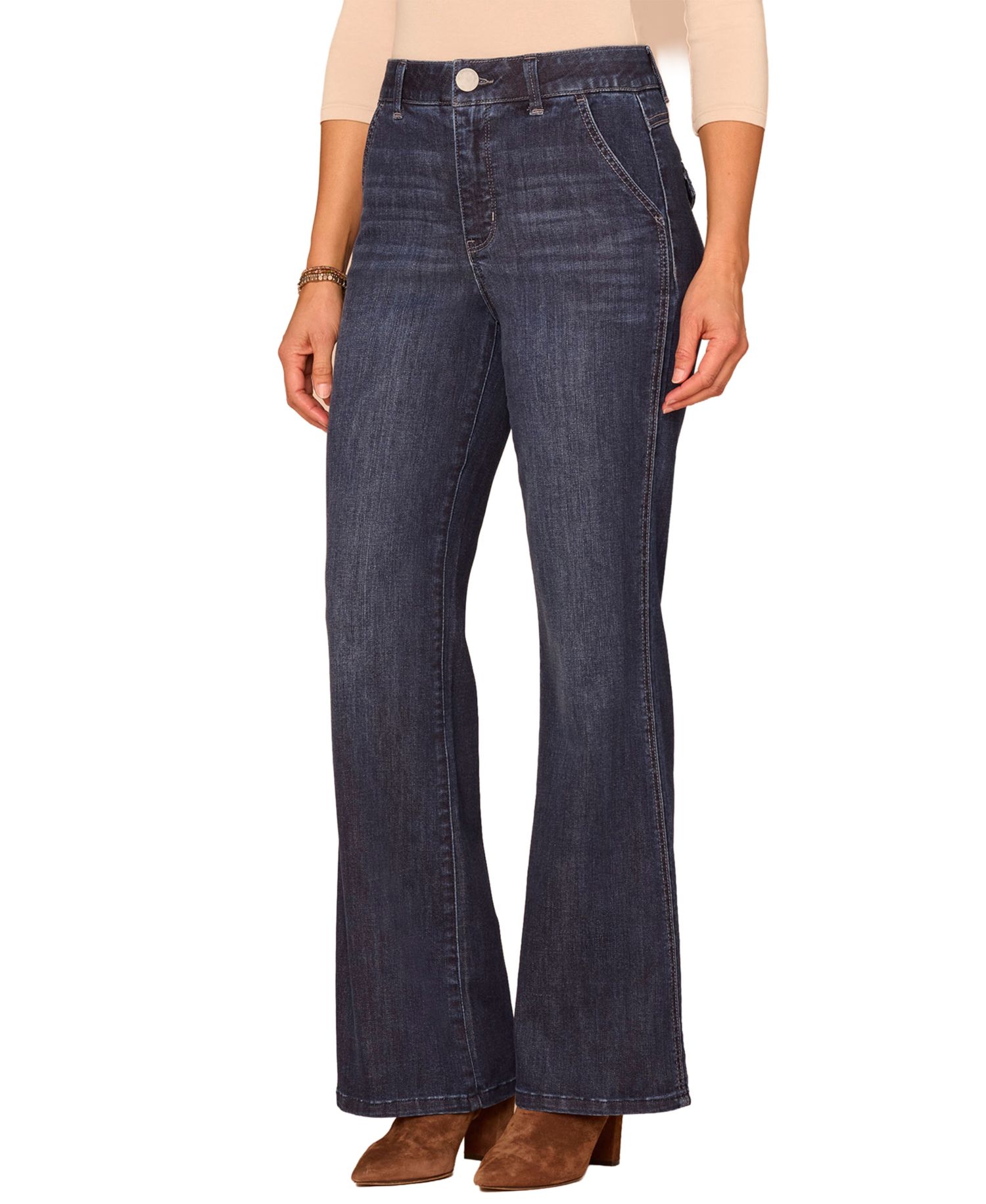Women's "Ab" Solution Trouser Detail High-Rise Stretch Bootcut Jeans