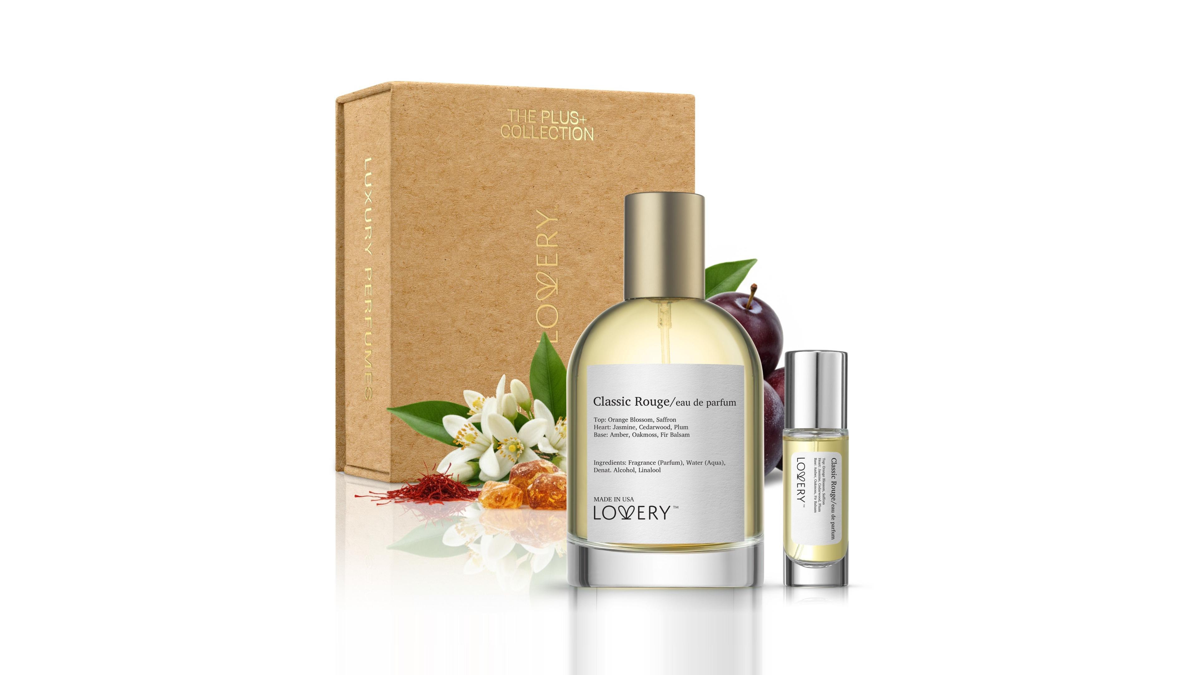 LoveryPlus Classic Rouge Perfume Set - 3.4fl oz Womens Fragrance Gift Set with Mini Perfume Travel Spray