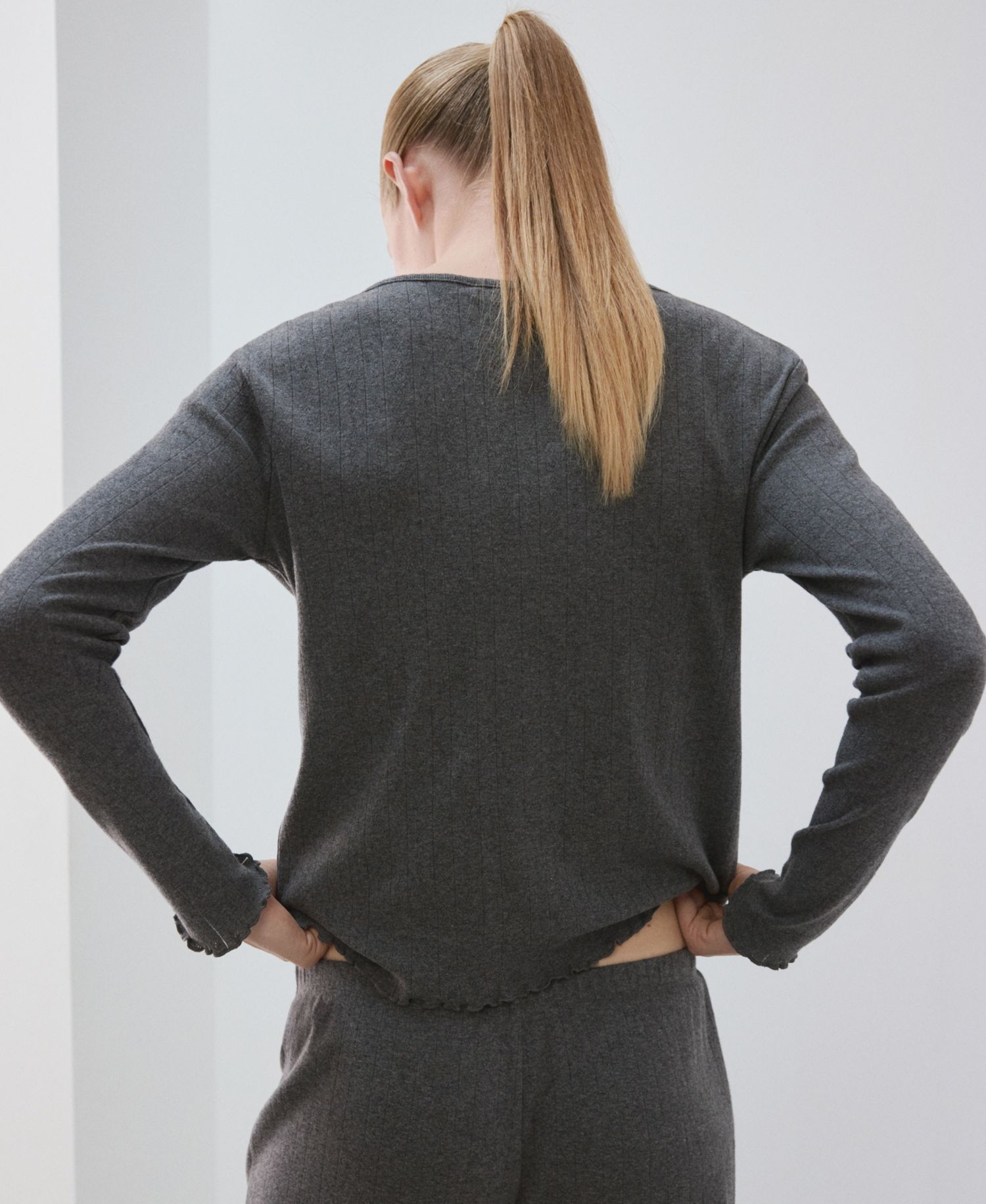 Women's Open-Knit Long-Sleeve Cotton Pajama Cardigan