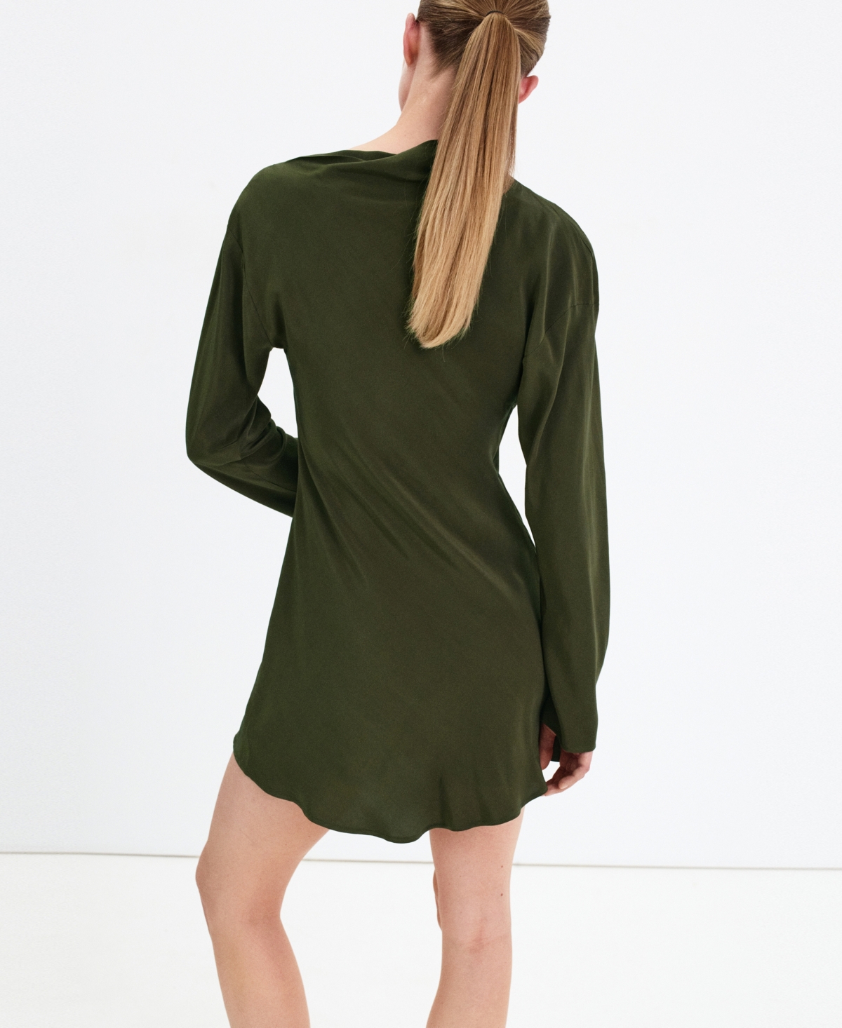 Mango Women's Long-Sleeve Mini Boat-Neck Dress