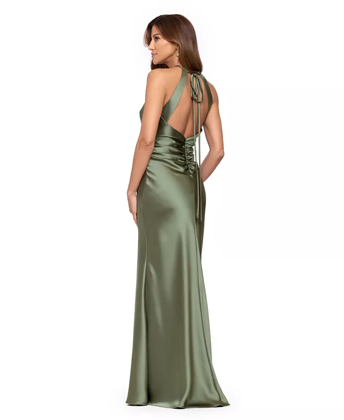 Women's Satin Halter Gown - thumbnail 4