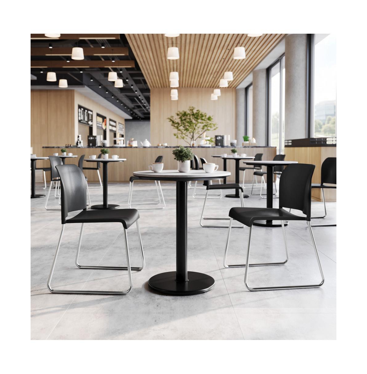 Emma+Oliver Calliope Stackable Office Reception Chair with Contoured Backrest and Chrome Sled Base