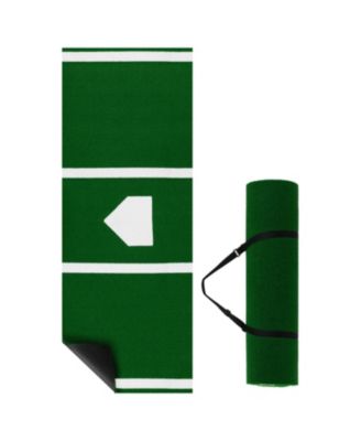 Baseball Hitting Mat, 10 x 3.8 ft Turf with Home Plate Markings,