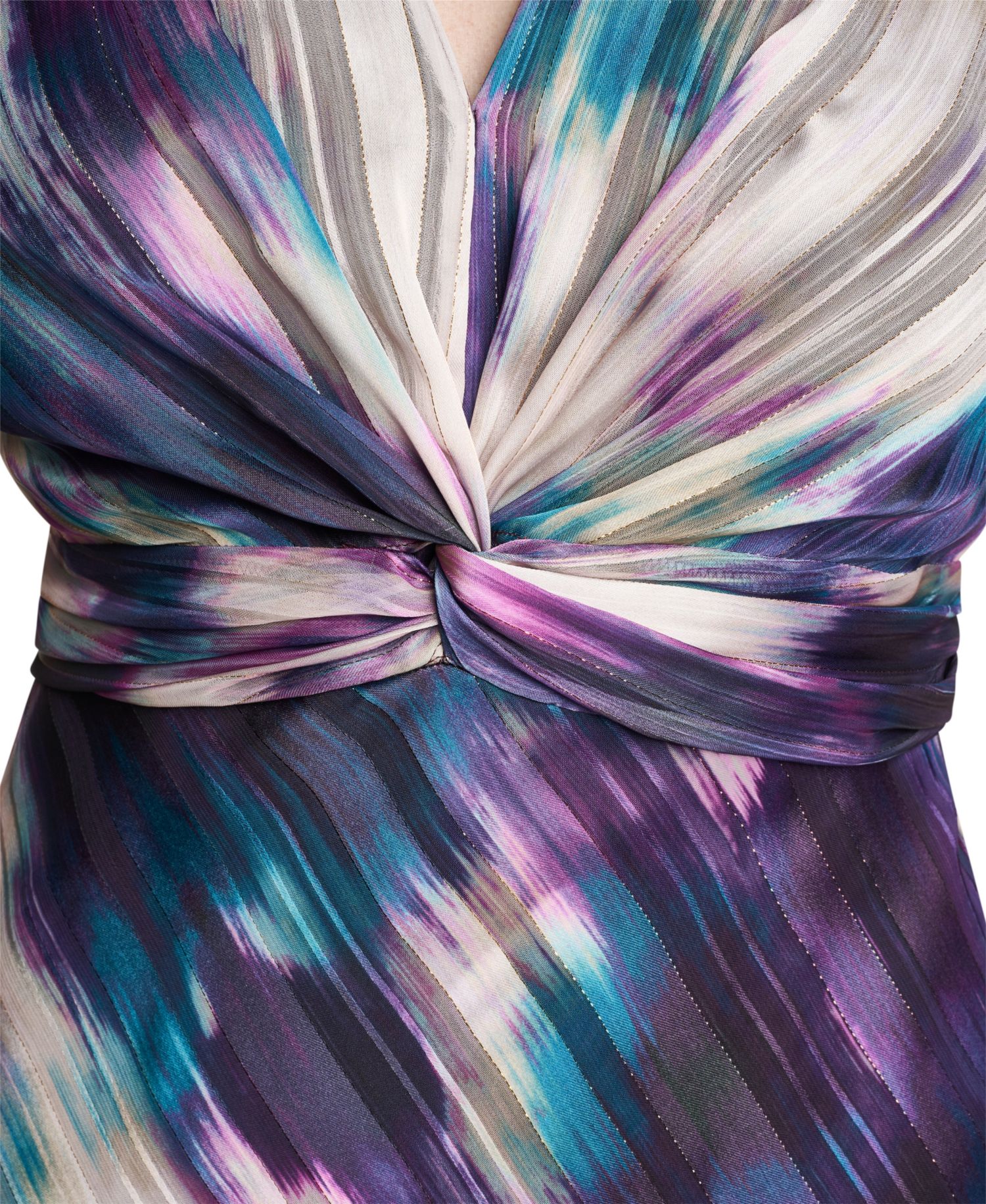 Women's Sleeveless V-Neck Knot-Front A-Line Midi Dress