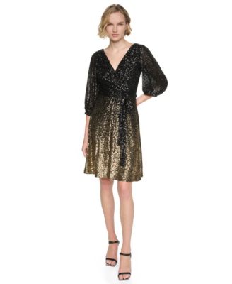 black gold sequin wrap dress Women's Embellished/Sequin Dresses Moroccan