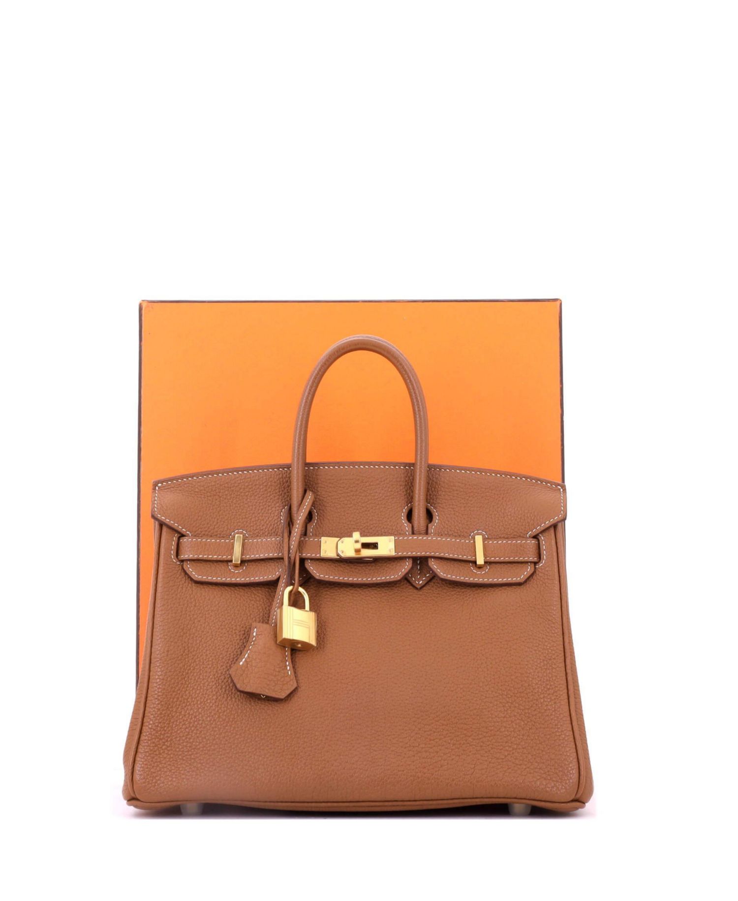 Pre-Owned Hermes Birkin 25 Handbag Brown Togo with Gold Hardware