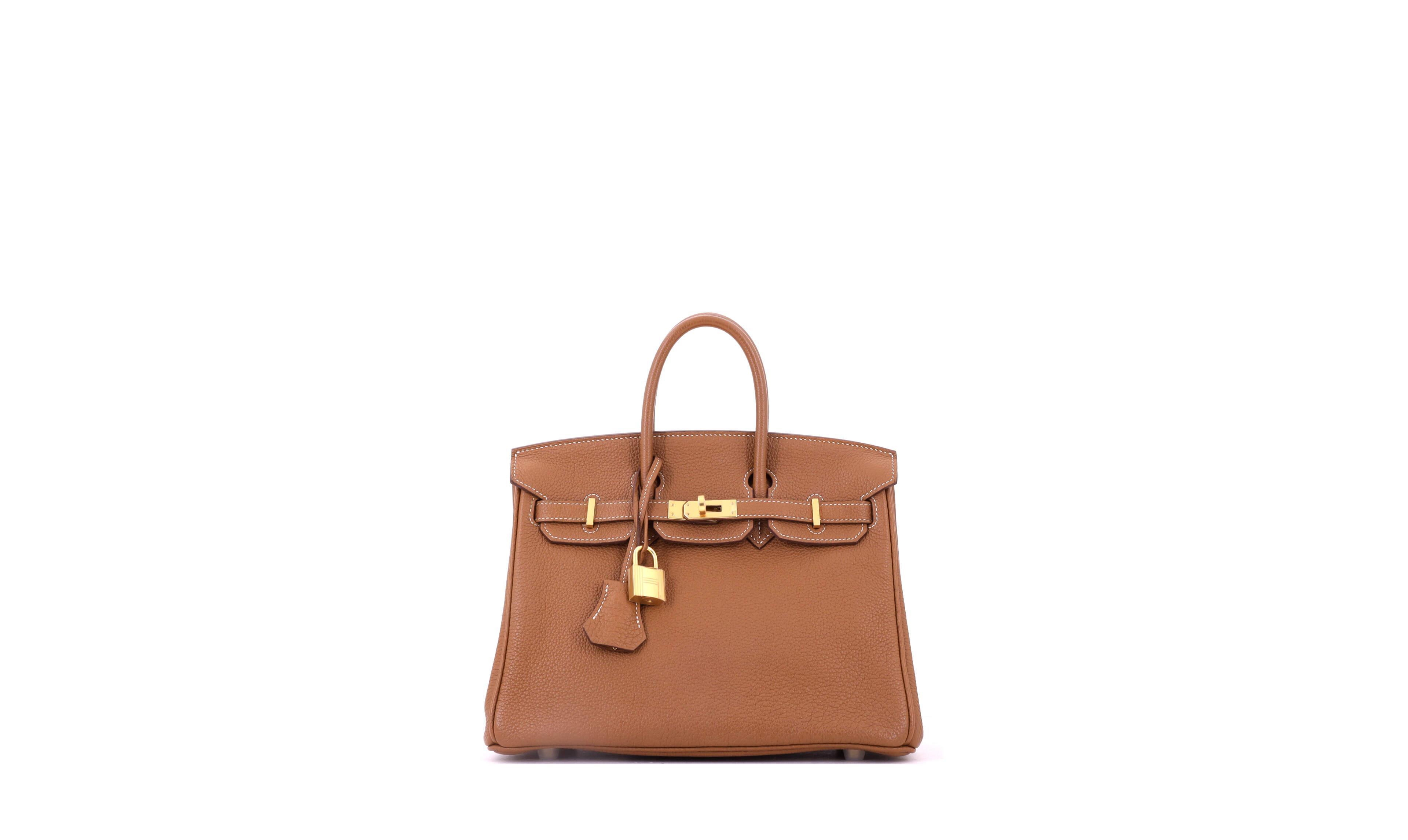 Pre-Owned Hermes Birkin 25 Handbag Brown Togo with Gold Hardware