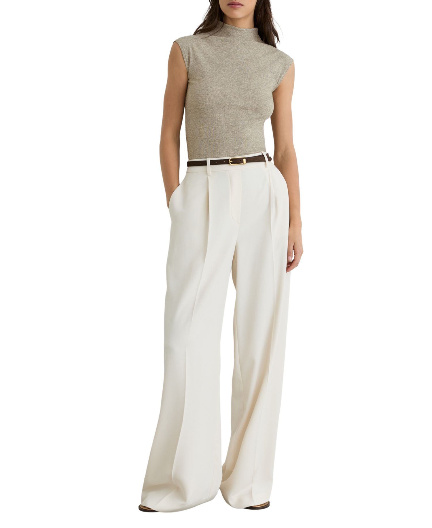 Women's Dita Metallic-Knit Cowl-Neck Sleeveless Vest