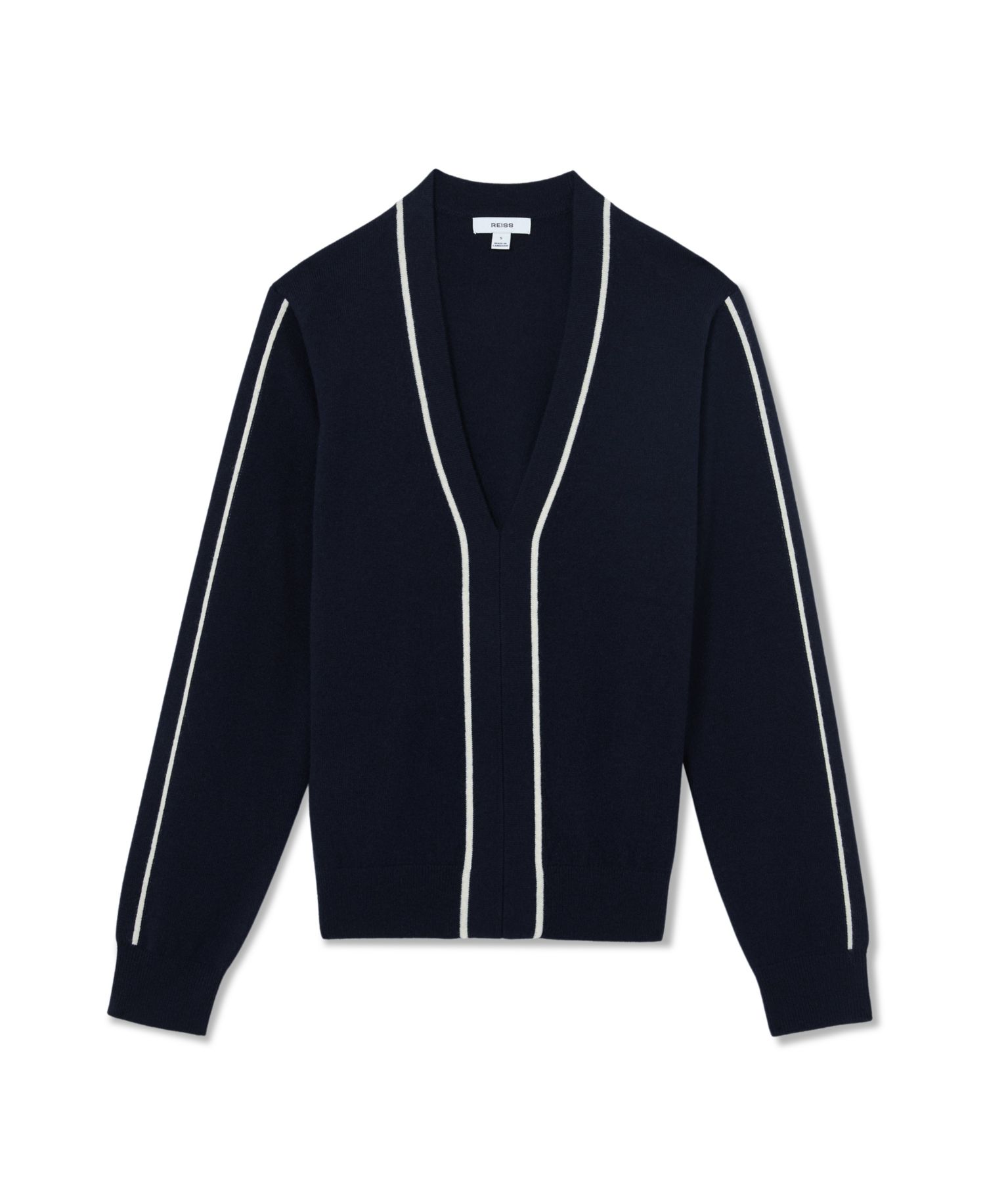 Women's Mila Long-Sleeve V-Neck Stripe-Detail Wool-Blend with Cashmere Pullover