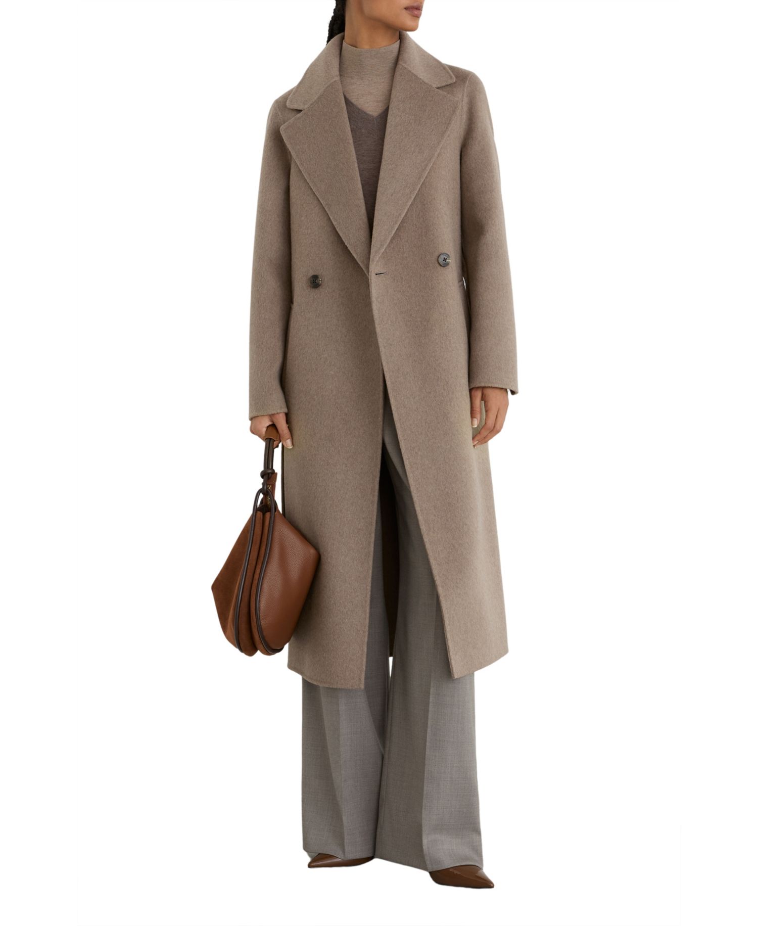 Women's Thea Wool-Blend Double-Breasted Blind-Seam Coat