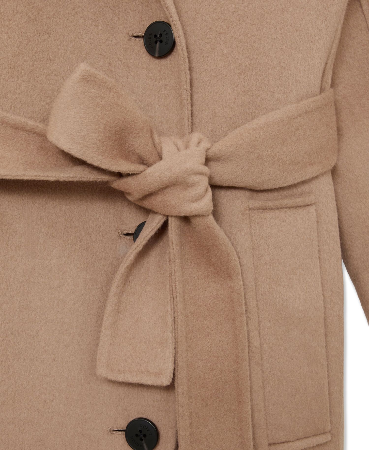 Petite Lucia Double-Breasted Long Wool-Blend Coat